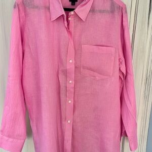 GAP women's Casual Pink Button-Down Shirt